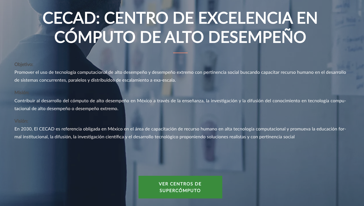 Tabla 3.&nbsp; Capturas de pantalla del centro de excelencia en cómputo avanzado.